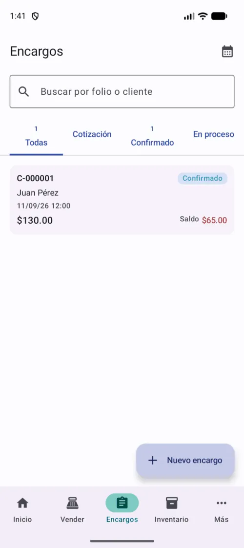 La lista separa por estado y marca lo atrasado